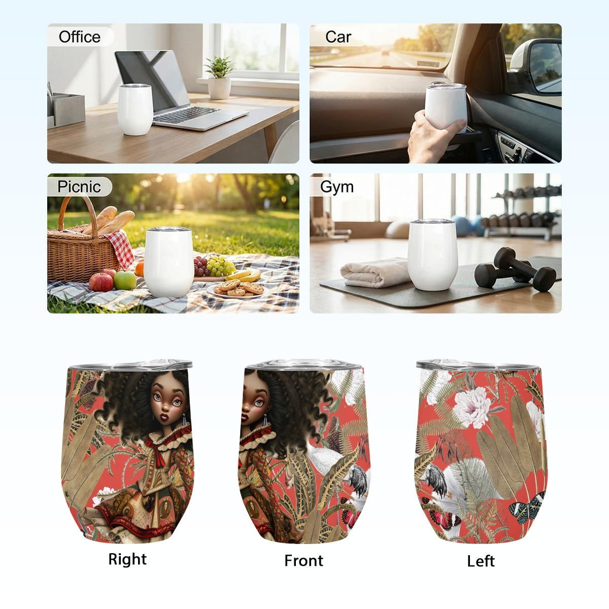 Pretty Eyes Steel Stemless Insulated Tumbler Printed in USA|12OZ