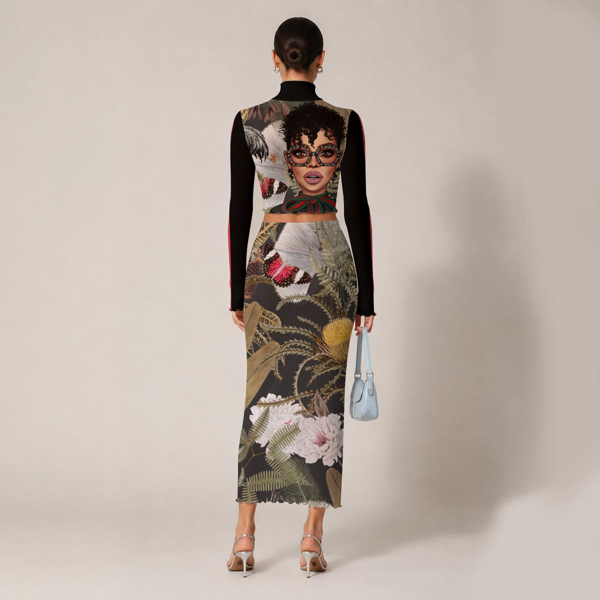 Cardi G High Neck Skirt Set With Thumb Hole
