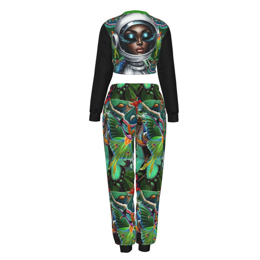Green Girl Women's Crop Sweatshirt Suit