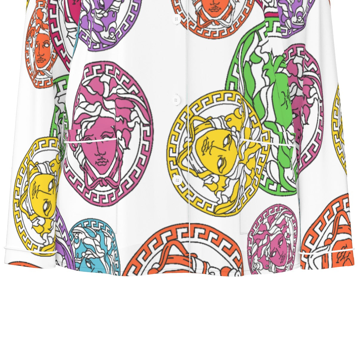 Multi Color Medusa Head Women's Long Sleeve Pajama Set