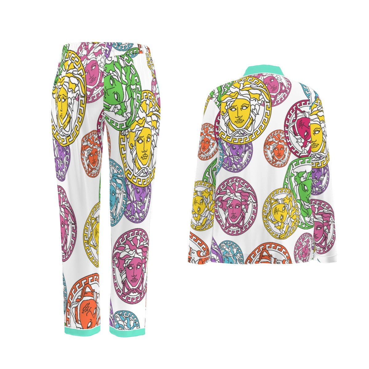 Multi Color Medusa Head Women's Long Sleeve Pajama Set