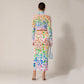 Around The Way Print Women's High Neck Skirt Set With Thumb Hole