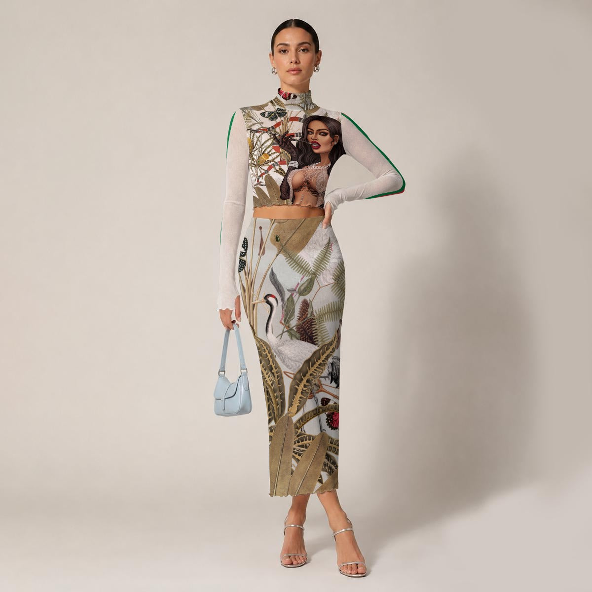 Siren Song High Neck Skirt Set With Thumb Hole