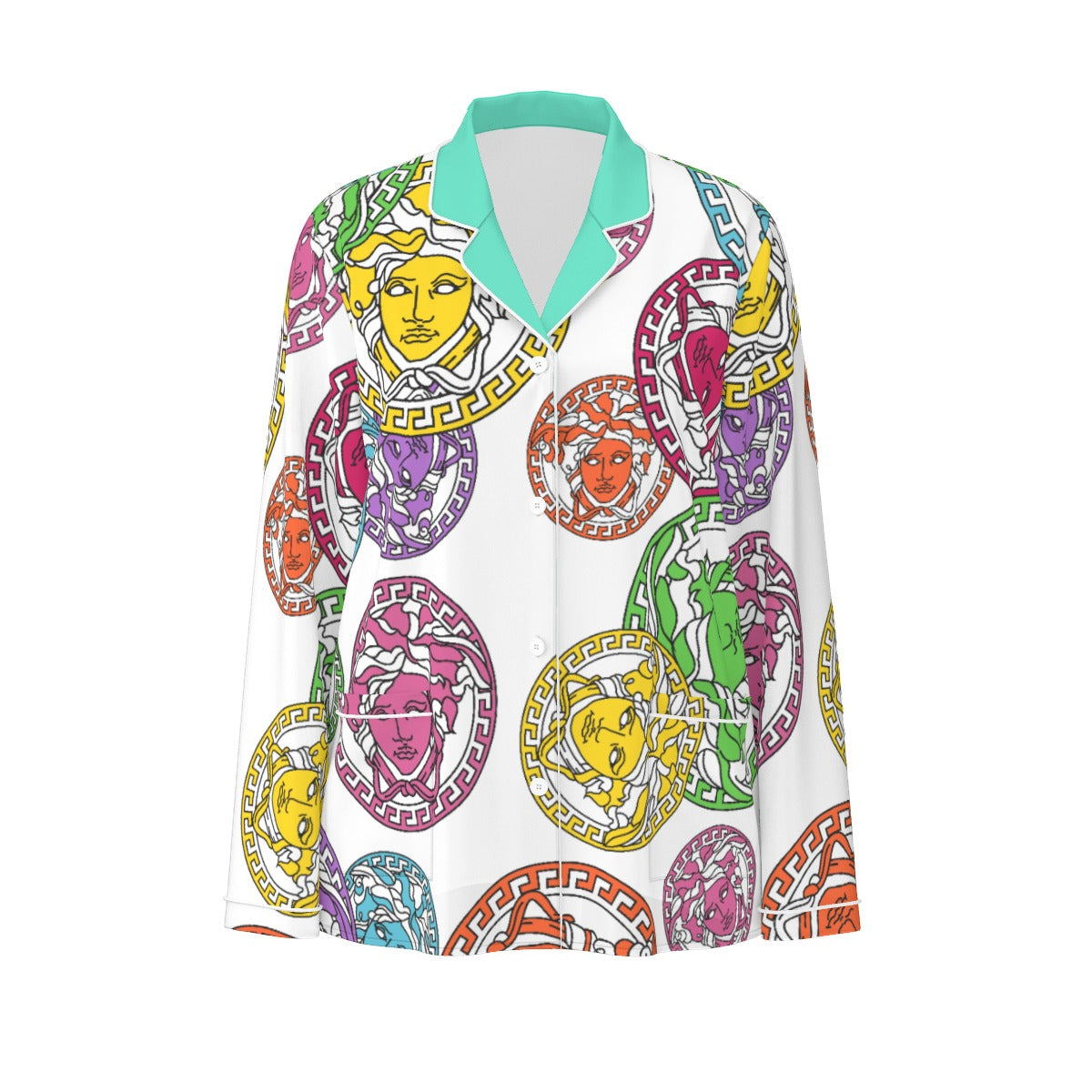 Multi Color Medusa Head Women's Long Sleeve Pajama Set