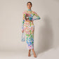 Around The Way Print Women's High Neck Skirt Set With Thumb Hole
