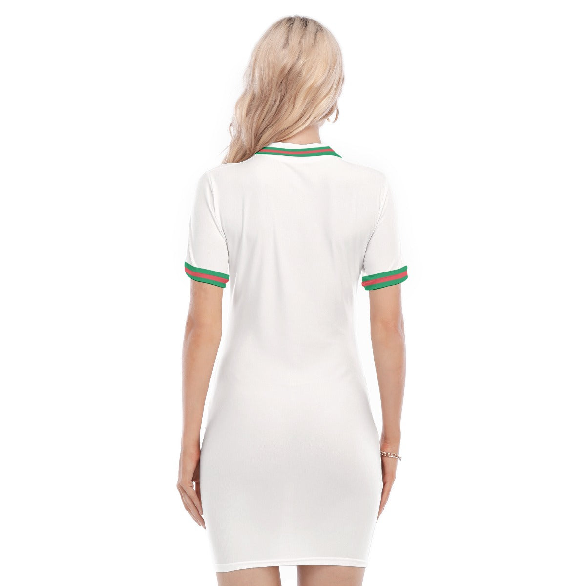 China White Women's Polo Collar Dress