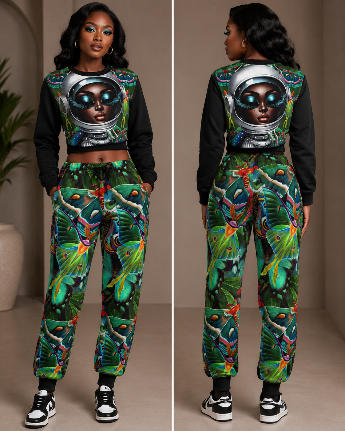 Green Girl Women's Crop Sweatshirt Suit