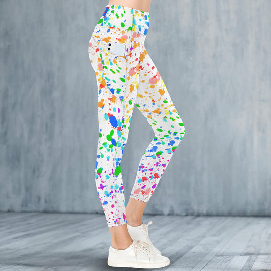 Rainbow Splatter Legging With Pocket