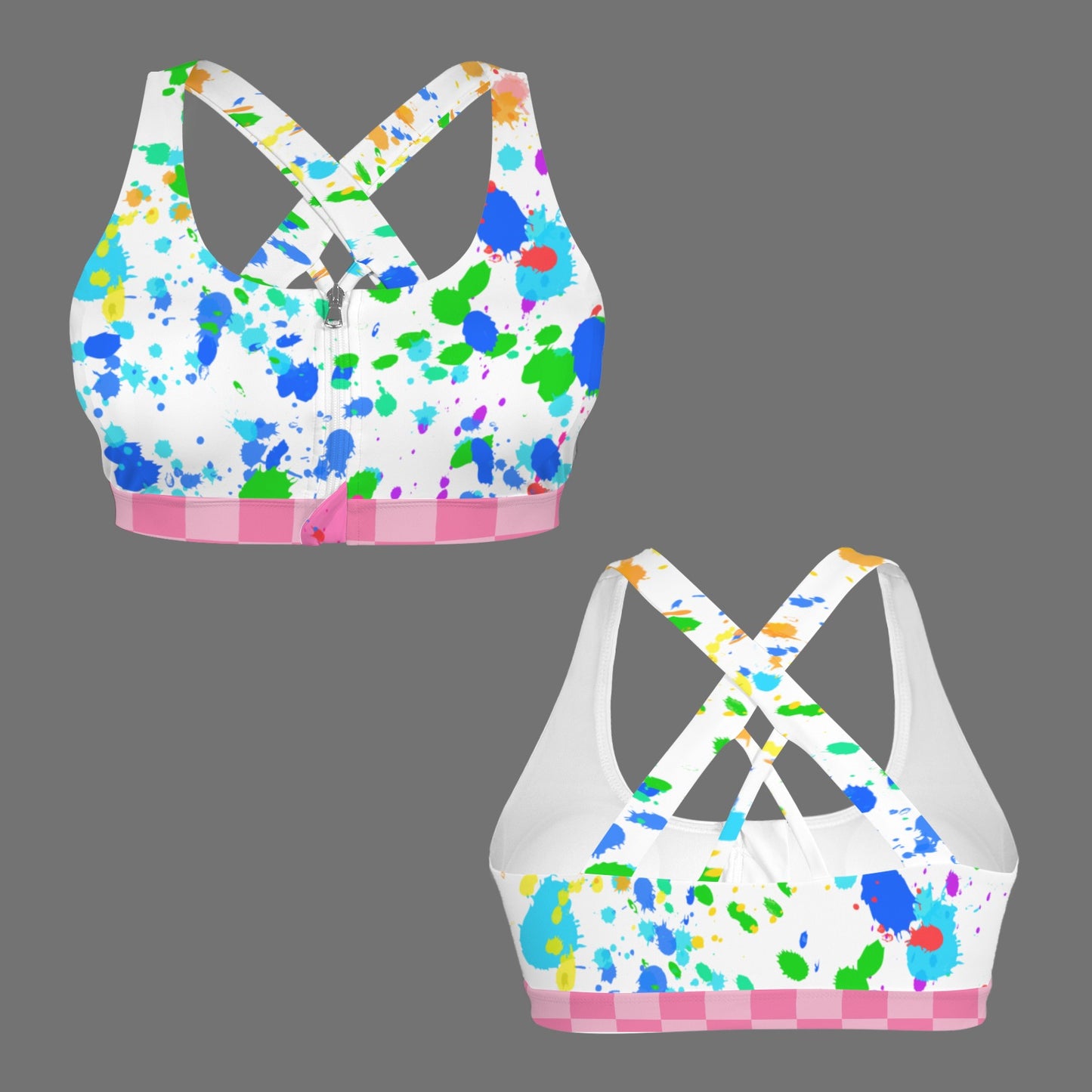 Rainbow Splatter Sports Bra Top
